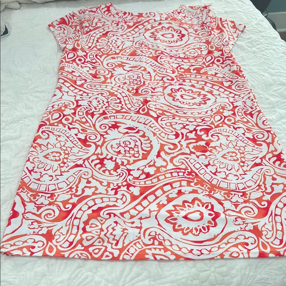Jude Connally Orange and White Floral Dress, size medium.